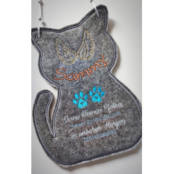 Stickdatei ITH - Türschild Katzenrahmen Trauer